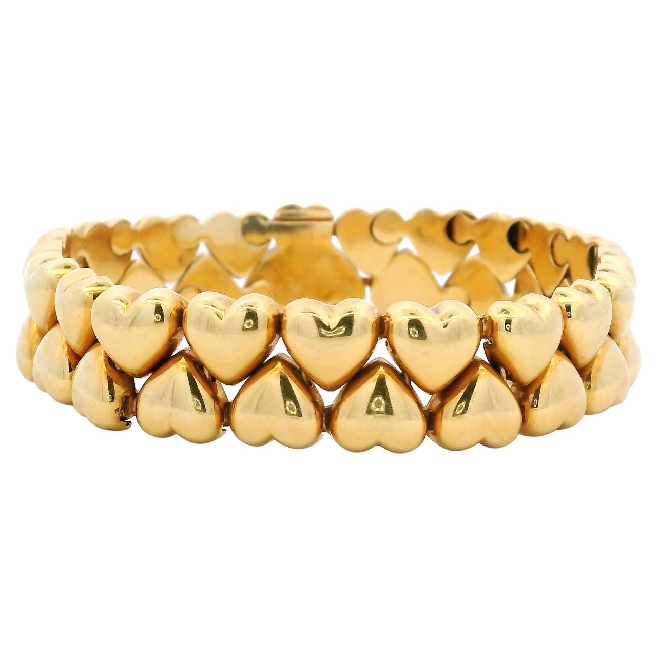 Vintage Cartier Bracelet Double Coeur Or Jaune 18 carats en vente