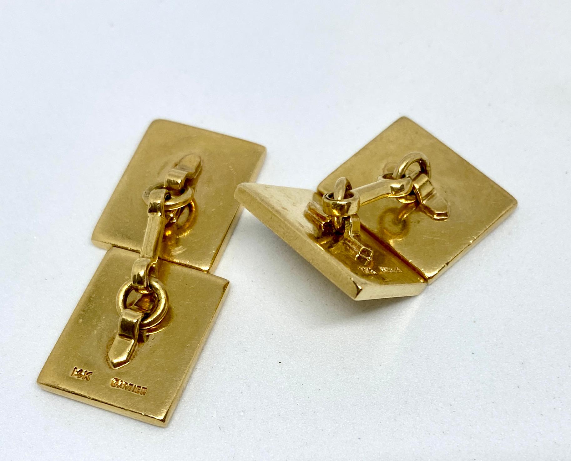 Vintage Cartier Double-Sided Rectangular Cufflinks in Yellow Gold In Good Condition In San Rafael, CA