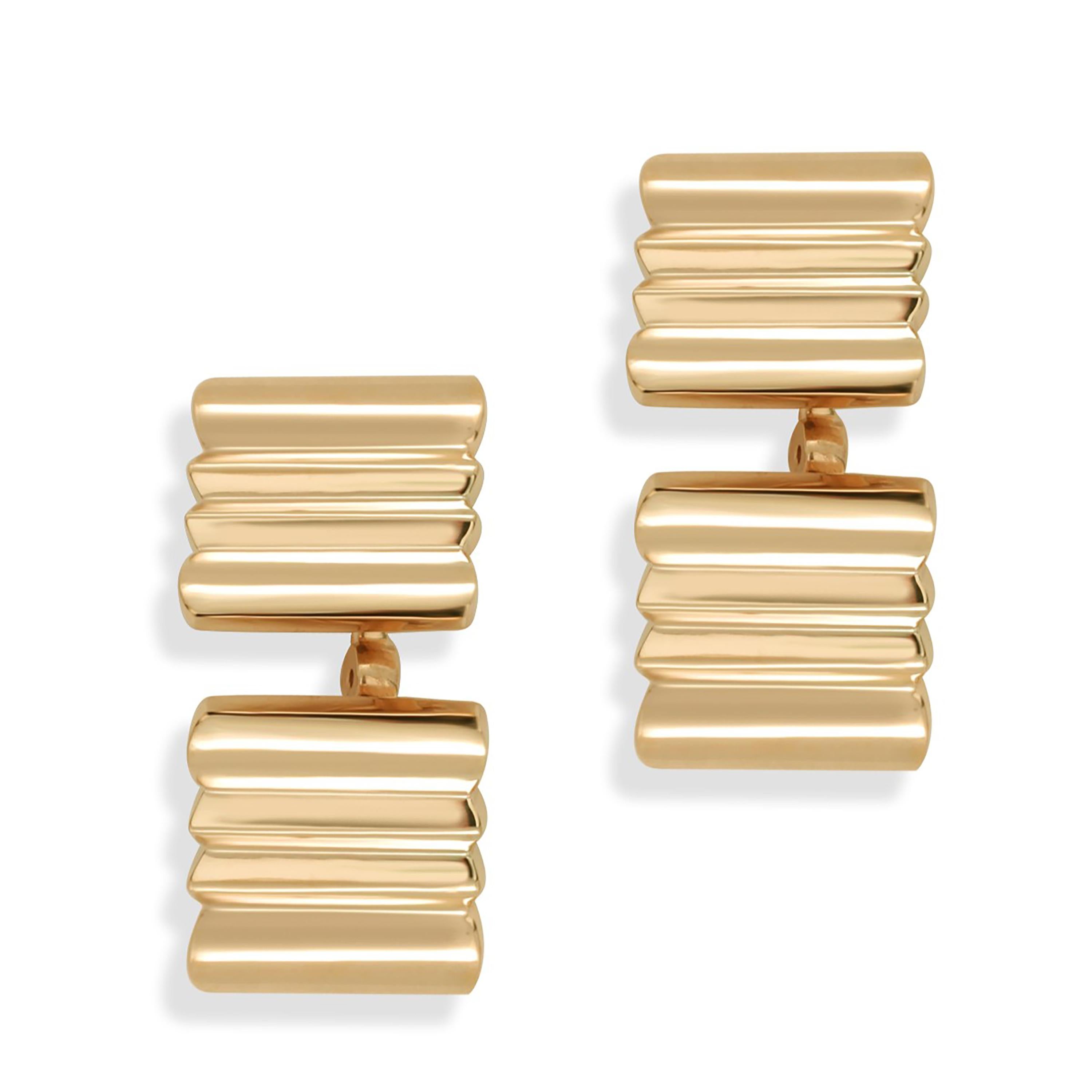 Women's or Men's Cartier Double Sided Yellow Gold Vintage Cufflinks