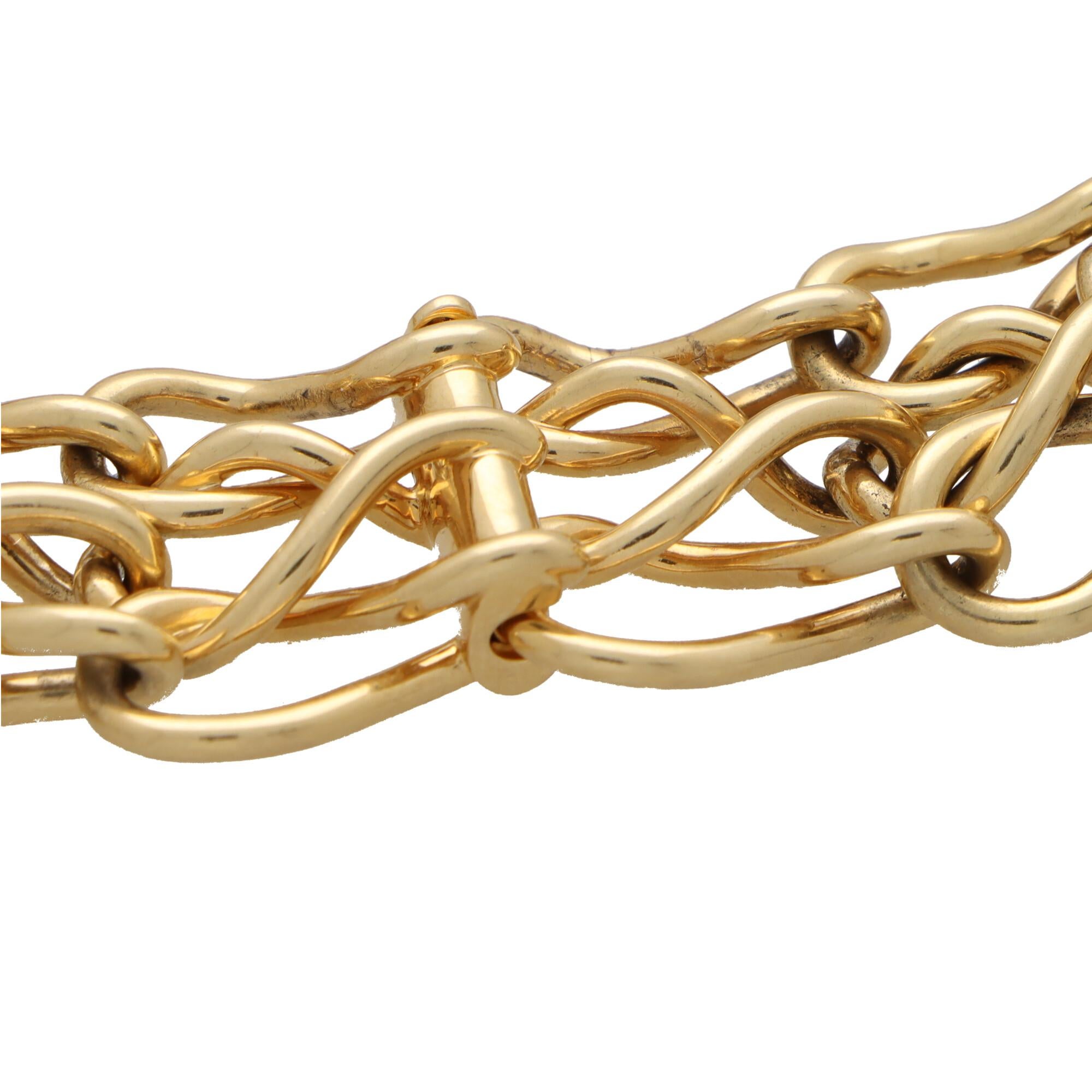Modern Vintage Cartier Double Twisted Chain Link Necklace Set in 18k Yellow Gold For Sale