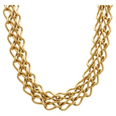 Vintage Cartier Double Twisted Chain Link Necklace Set in 18k Yellow Gold