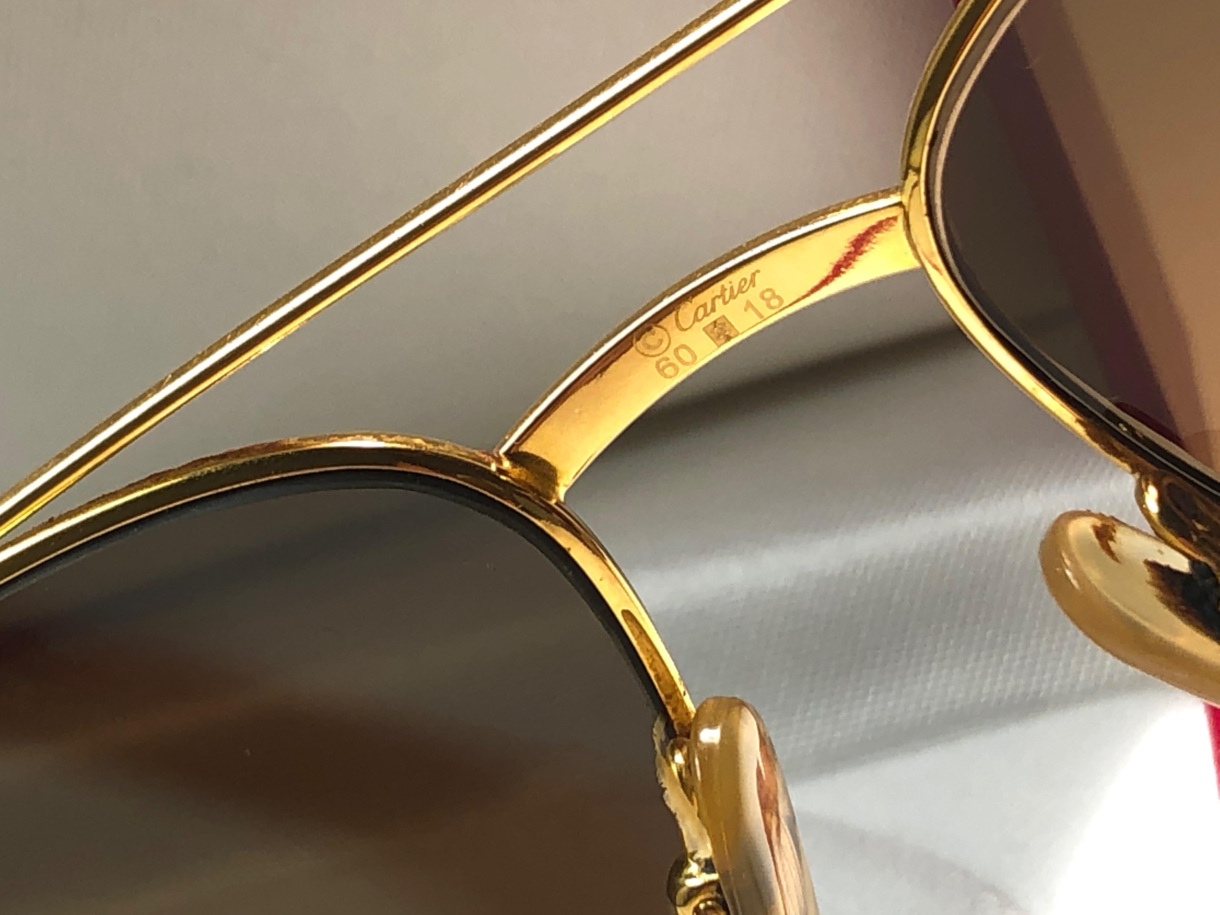 Women's or Men's Vintage Cartier Driver Gold Plated 60 Frame France 1990 Sunglasses For Sale