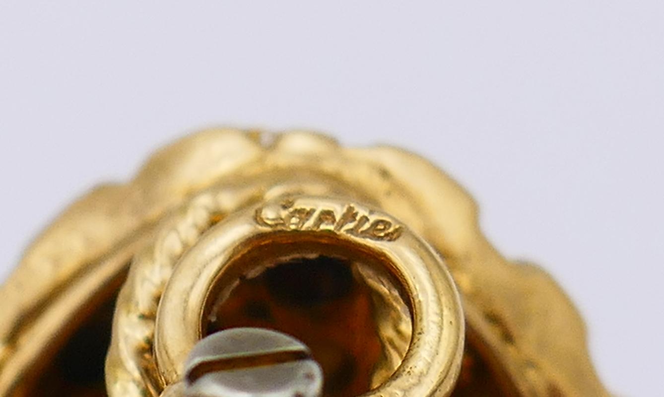 Vintage Cartier Earrings 18k Gold Clip-On Estate Jewelry In Good Condition For Sale In Beverly Hills, CA
