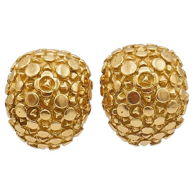 Cartier Entrelaces C's Diamond Stud Pierced Earrings in 18 Karat White Gold  at 1stDibs