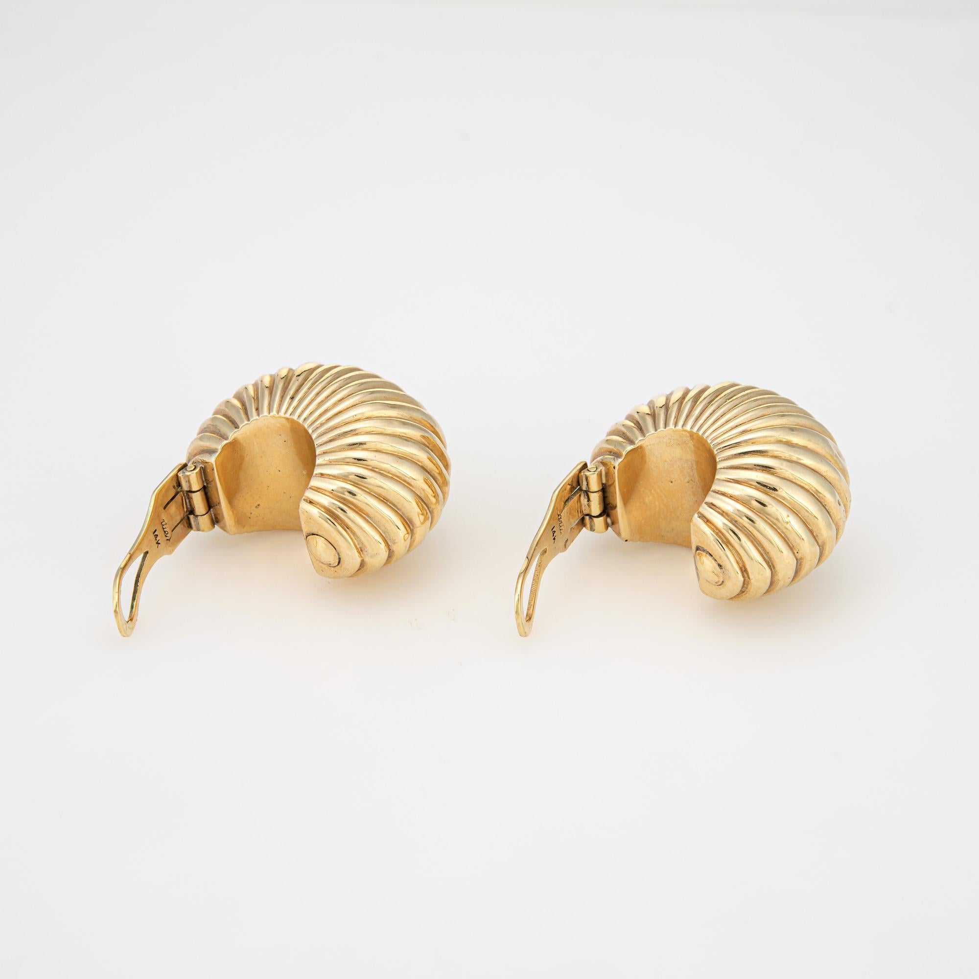 Retro Vintage Cartier Earrings c1945 Bombe Fluted Dome 14k Gold Shell Fine Jewelry For Sale