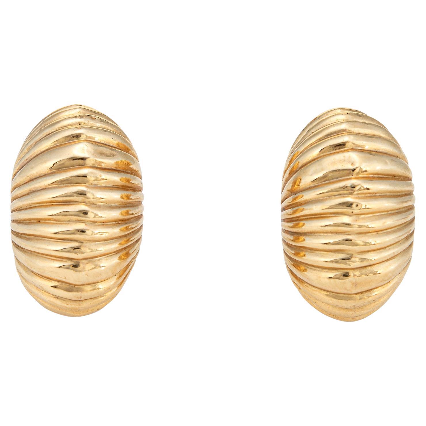 Vintage Cartier Earrings c1945 Bombe Fluted Dome 14k Gold Shell Fine Jewelry