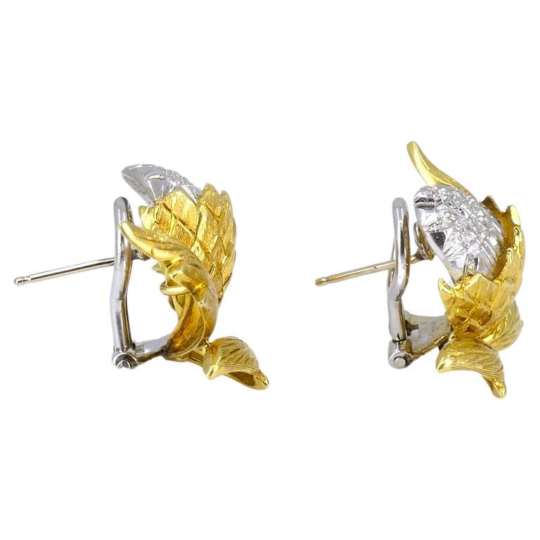 Vintage Cartier Earrings Diamond 18k Gold Estate Jewelry In Good Condition In Beverly Hills, CA