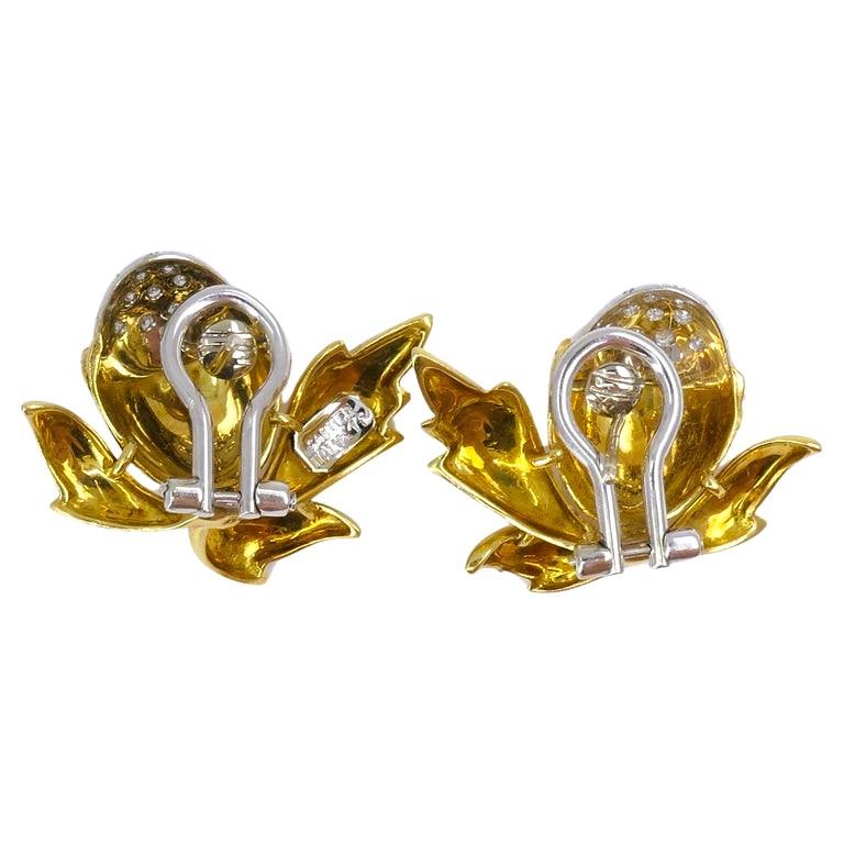 Women's Vintage Cartier Earrings Diamond 18k Gold Estate Jewelry