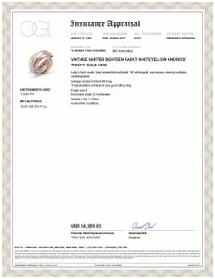 Cartier Eighteen Karat White Yellow and Rose Trinity Gold Size 5 Band Ring