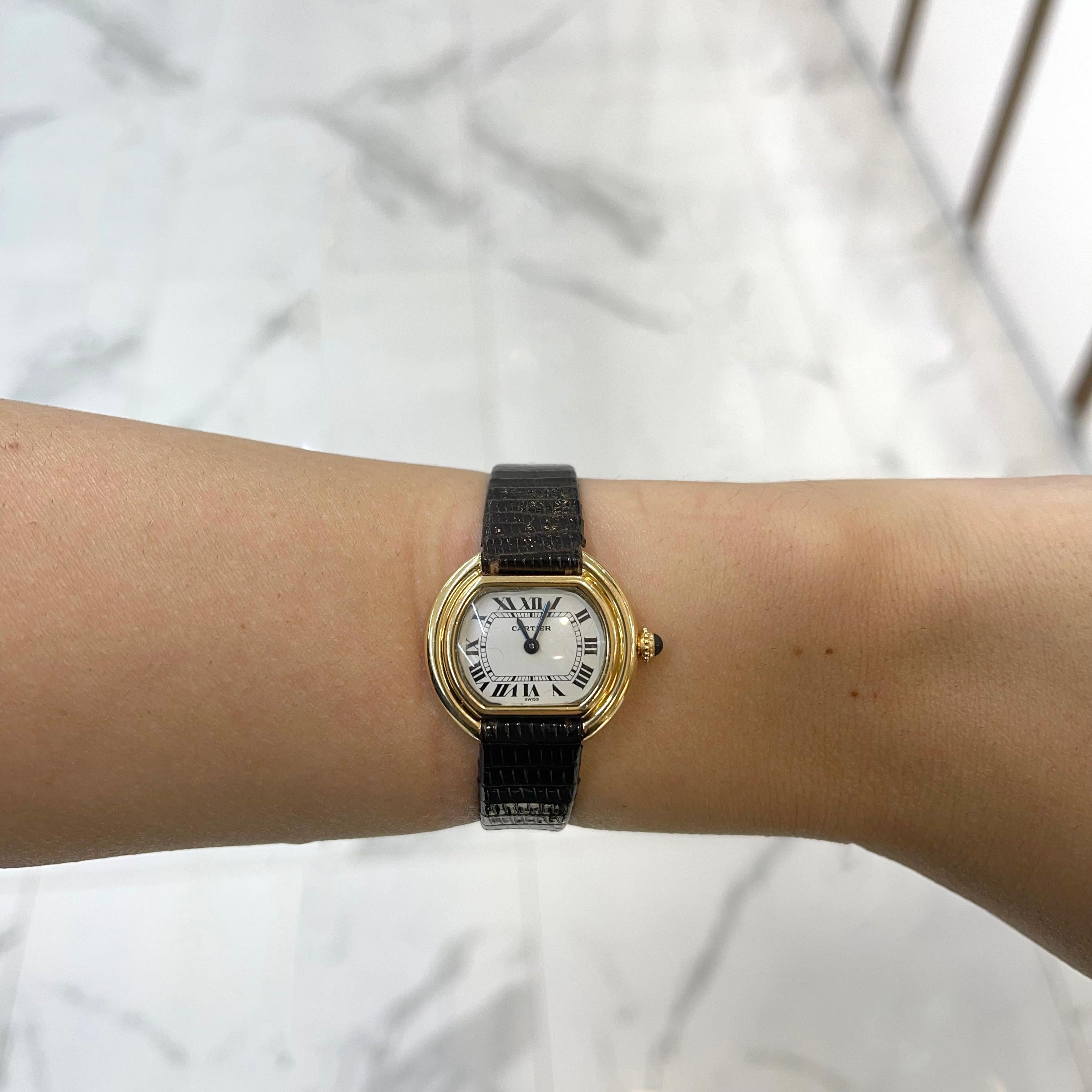 Vintage Cartier Ellipse 6708 26MM Manual Winding 18K Yellow Gold Ladies Watch 4
