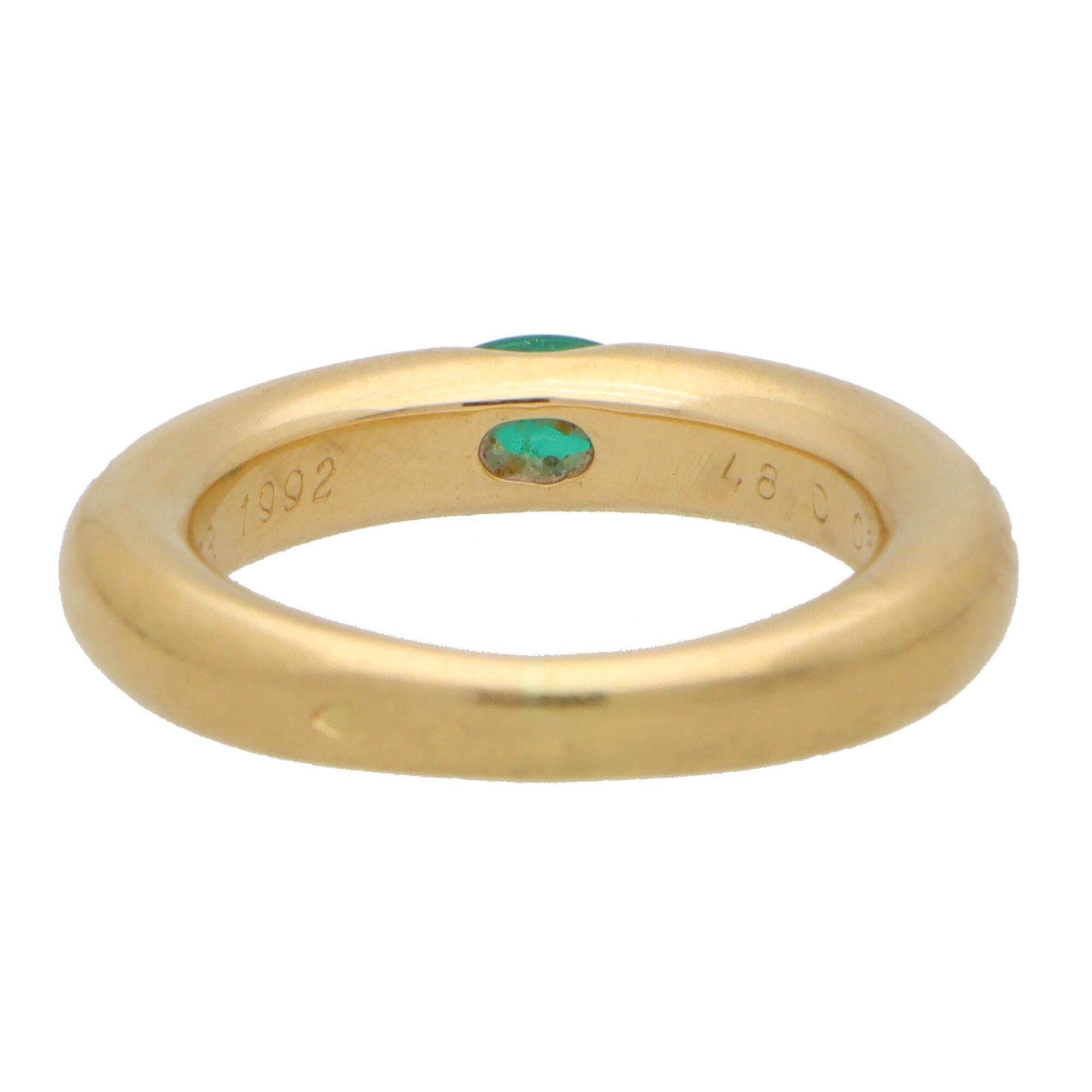 Retro Vintage Cartier Ellipse Emerald Band Ring Set in 18k Yellow Gold