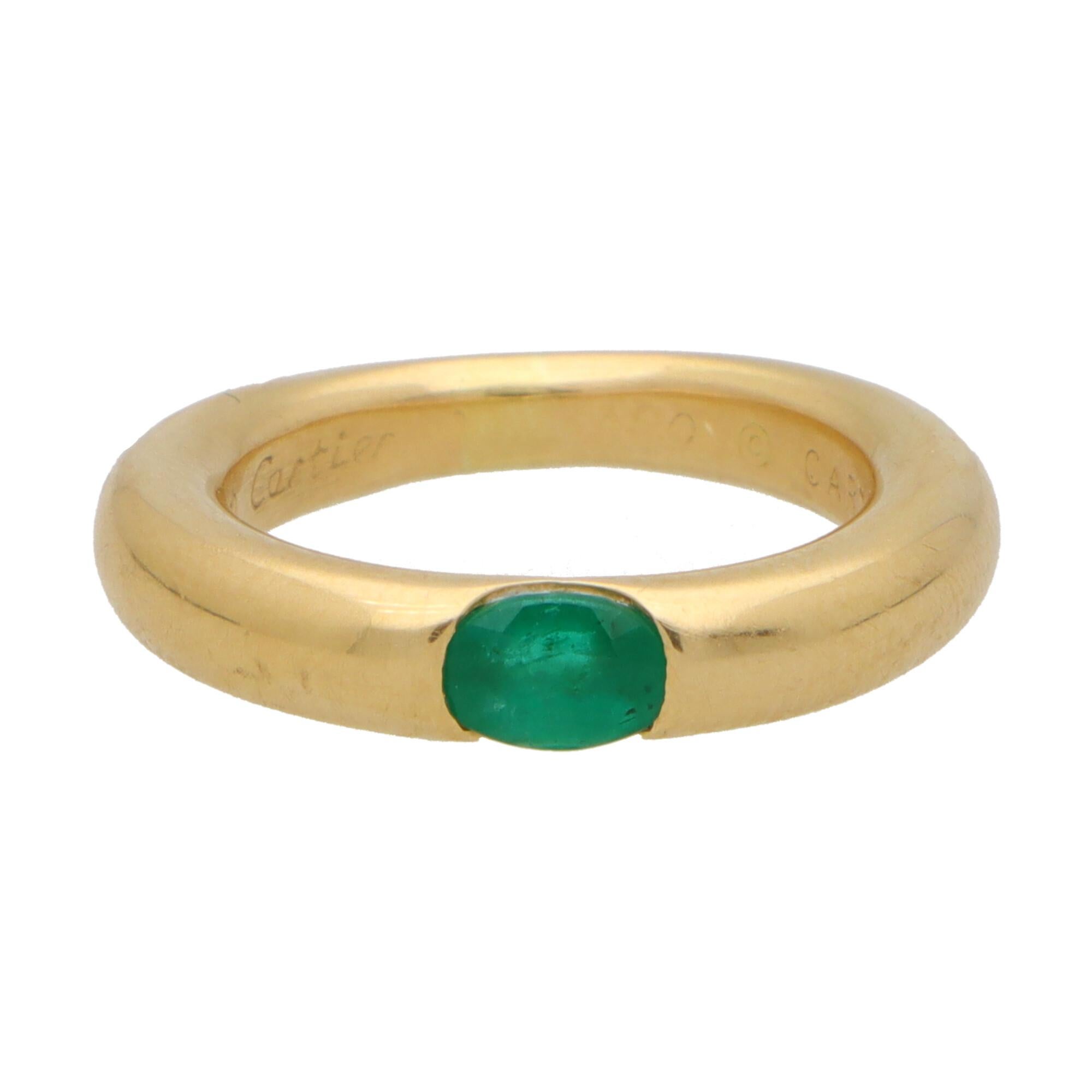 Oval Cut Vintage Cartier Ellipse Emerald Band Ring Set in 18k Yellow Gold