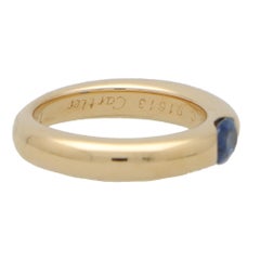 Vintage Cartier Ellipse Sapphire Band Ring Set in 18k Yellow Gold