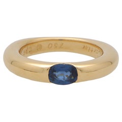 Vintage Cartier Ellipse Sapphire Band Ring Set in 18k Yellow Gold