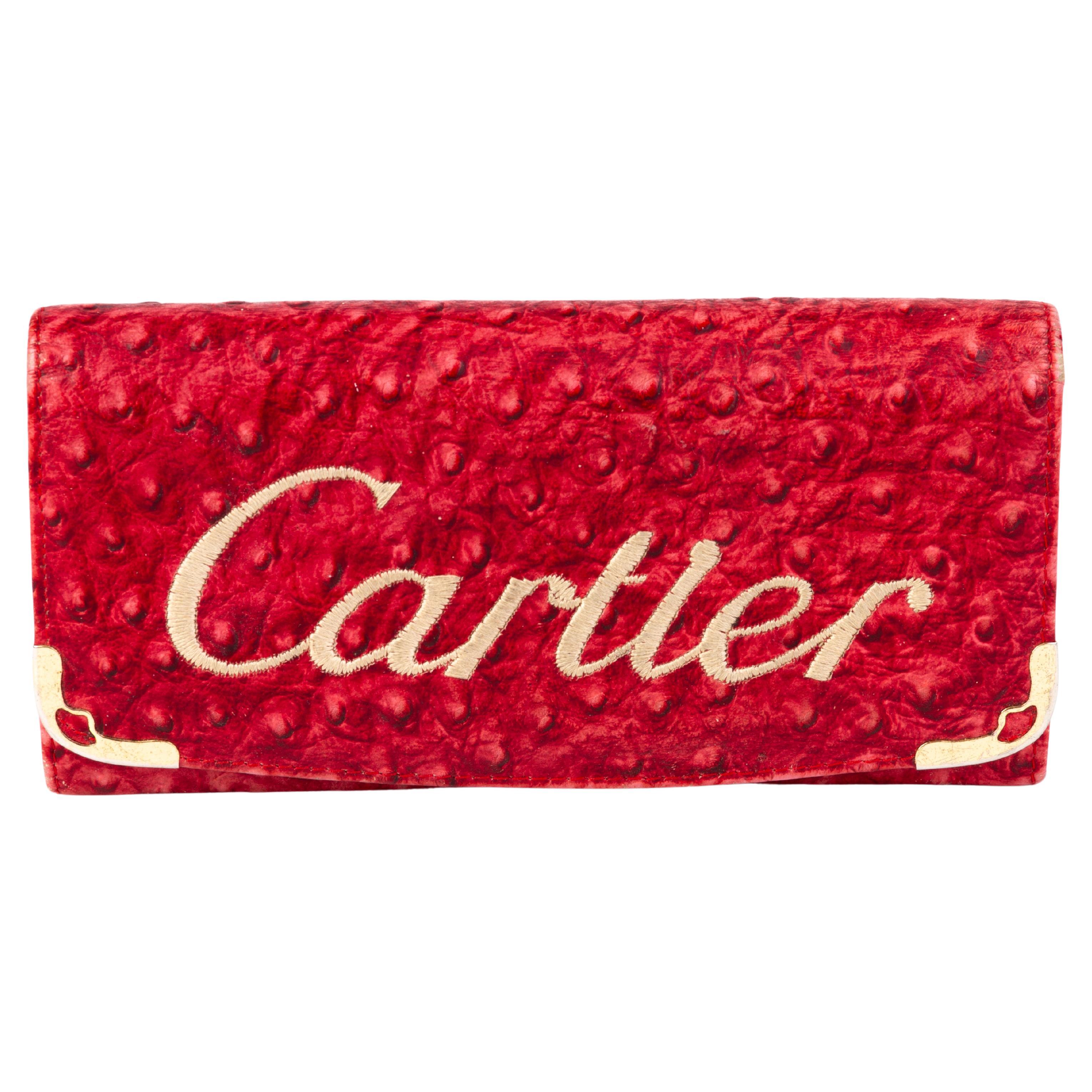 Vintage Cartier Embroidered Leather Purse  For Sale