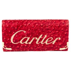 Vintage Cartier bestickte Lederhandtasche 