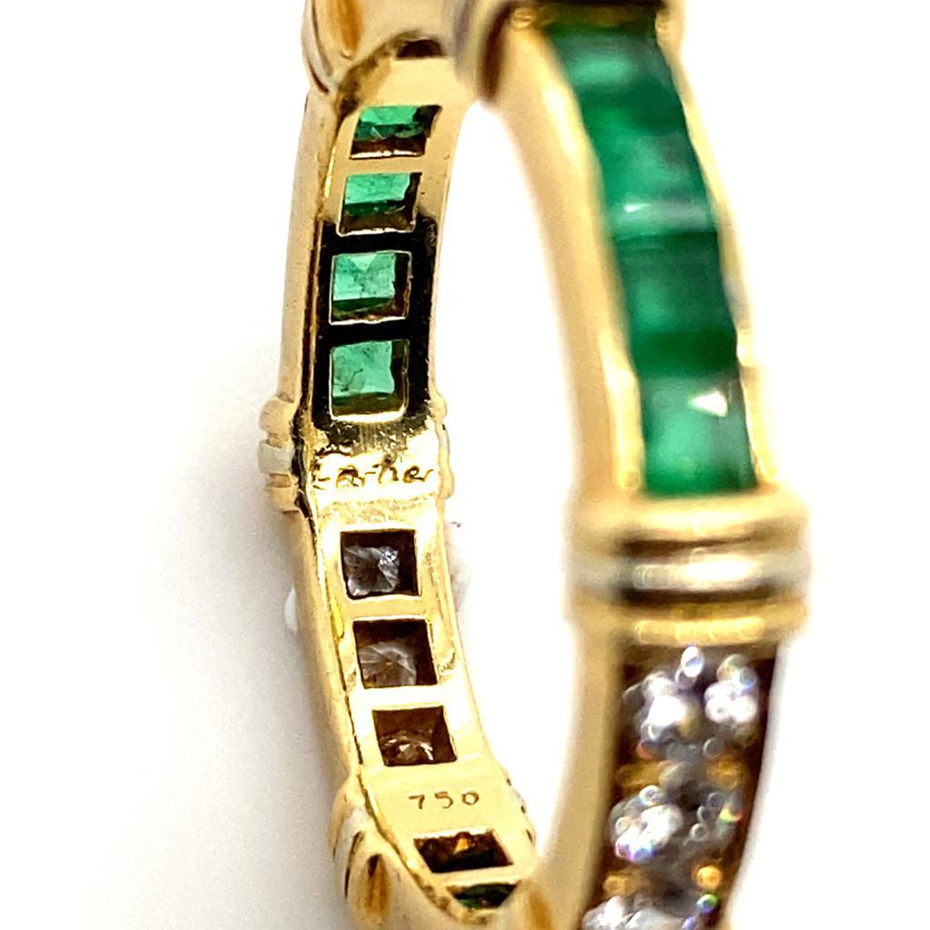 Women's Vintage Cartier Emerald and Diamond 18 Karat Yellow Gold Full Eternity Ring