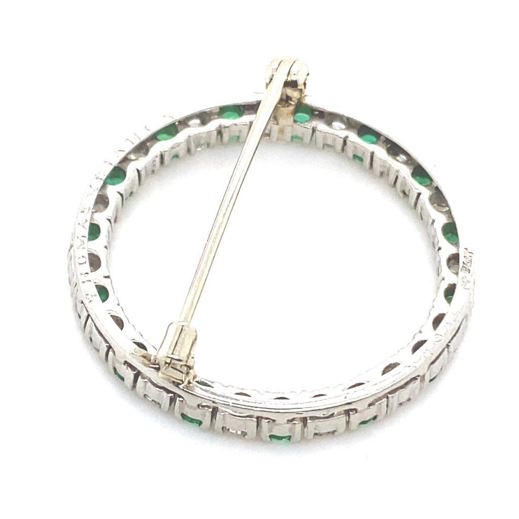 Vintage Cartier Emerald and Diamond Platinum Brooch, Circa 1960. In Good Condition For Sale In London, GB