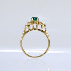 Vintage Cardow Emerald, Diamond, and 18 Karat Gold Cocktail Ring