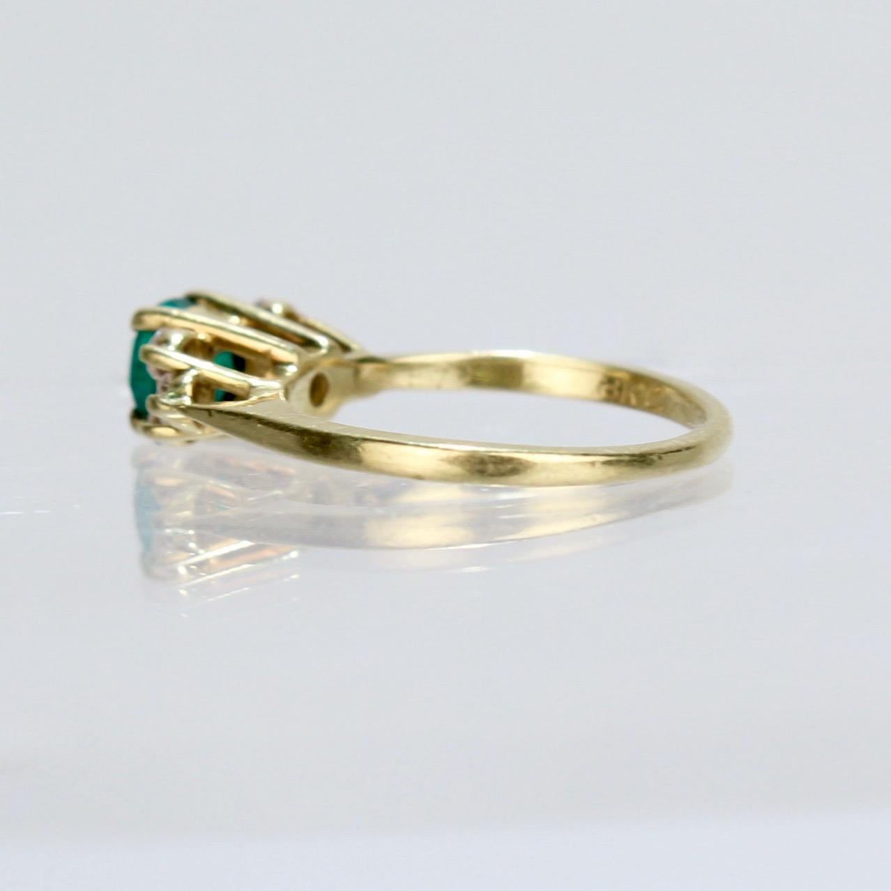 Modern Vintage Cardow Emerald, Diamond, and 18 Karat Gold Cocktail Ring