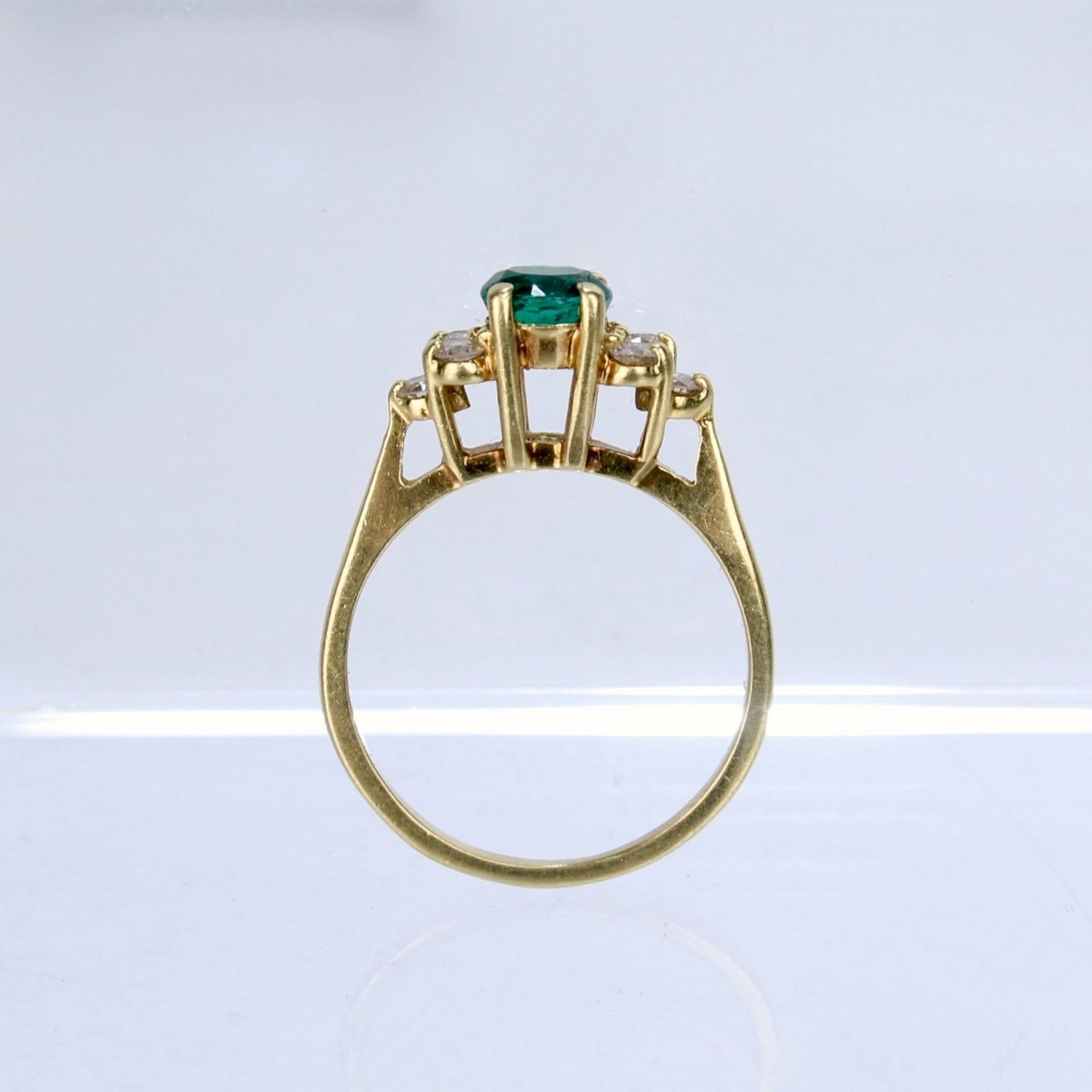 Women's Vintage Cardow Emerald, Diamond, and 18 Karat Gold Cocktail Ring