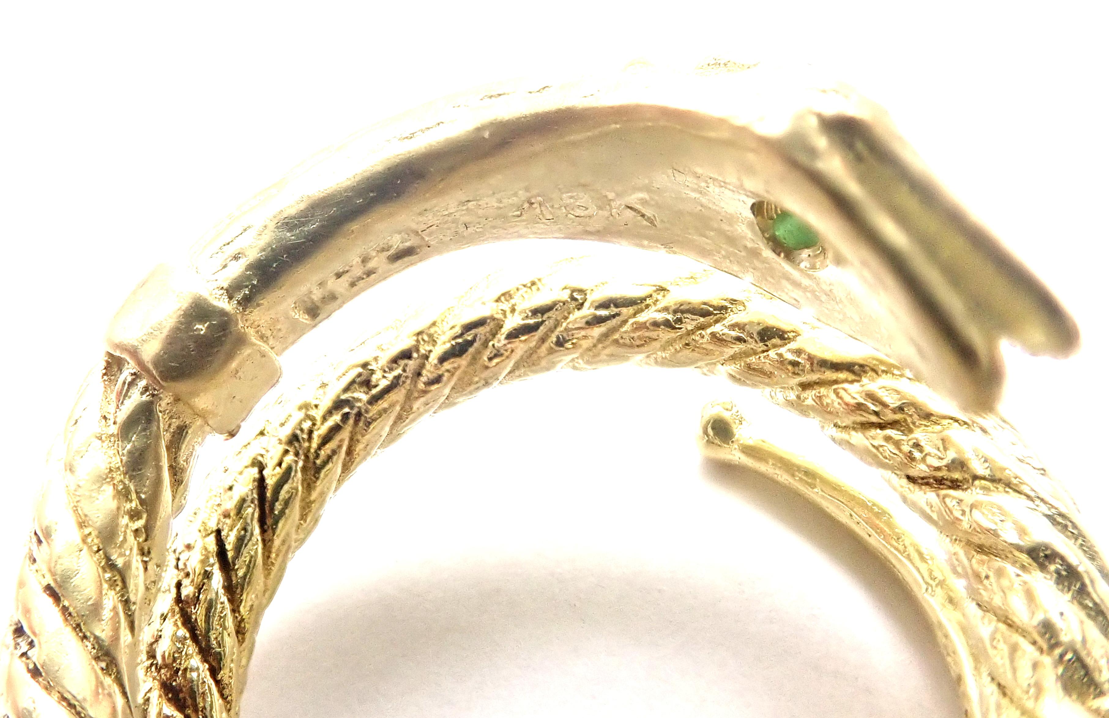 Vintage Cartier Emerald Snake Yellow Gold Band Ring 1