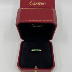 Vintage Cartier Emerald Vivid Green Ellipse 18k Yellow Gold Solitaire Ring 49