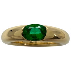 Vintage Cartier Smaragd Vivid Grün Ellipse 18k Gelbgold Solitär Ring 52