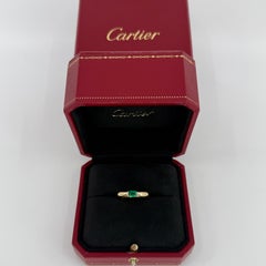 Vintage Cartier Emerald Vivid Green Ellipse 18k Yellow Gold Solitaire Ring 53