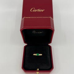 Vintage Cartier Emerald Vivid Green Ellipse 18k Yellow Gold Solitaire Ring 54