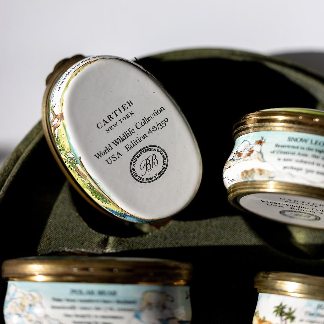 Vintage Cartier Enamel Boxes Limited Edition Bilston & Battersea World Wildlife For Sale 11