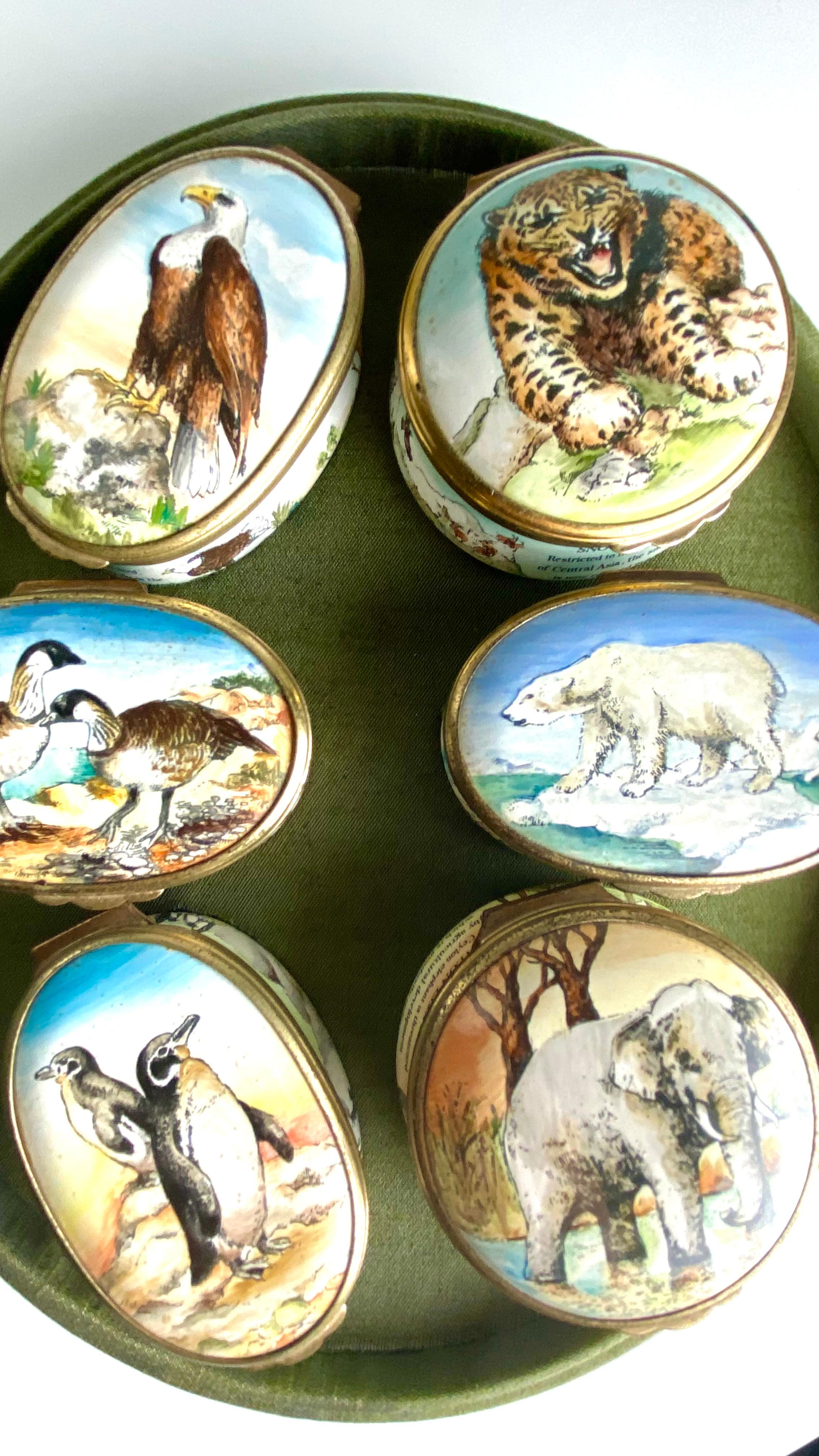 Vintage Cartier Enamel Boxes Limited Edition Bilston & Battersea World Wildlife For Sale 5