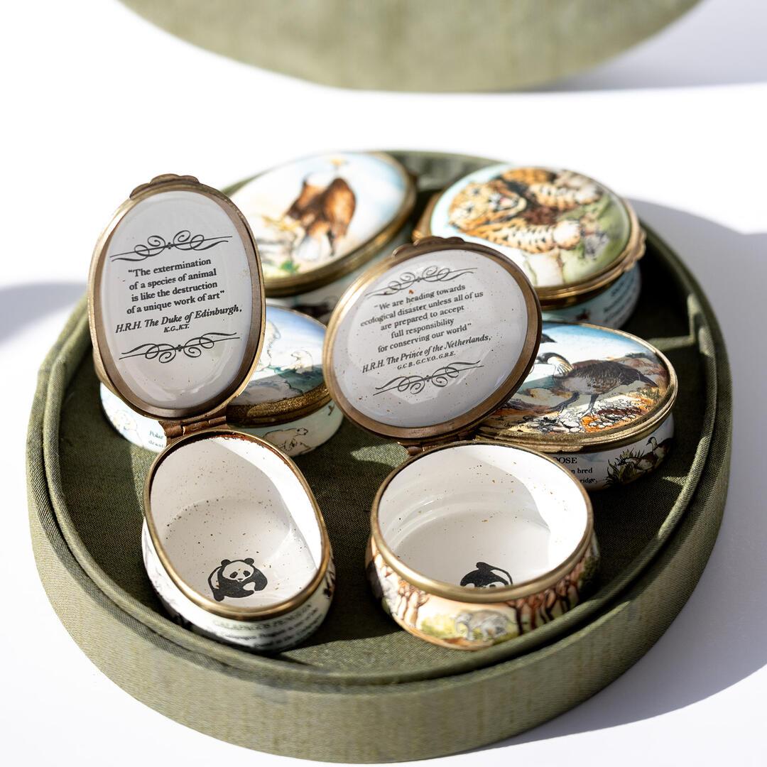 Women's or Men's Vintage Cartier Enamel Boxes Limited Edition Bilston & Battersea World Wildlife For Sale
