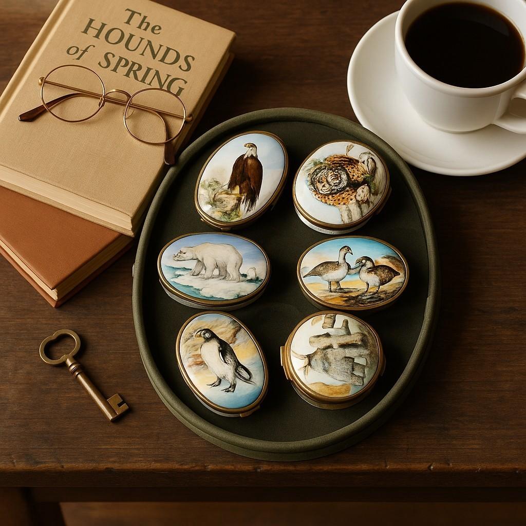 Art Deco Vintage Cartier Enamel Boxes Limited Edition Bilston & Battersea World Wildlife For Sale