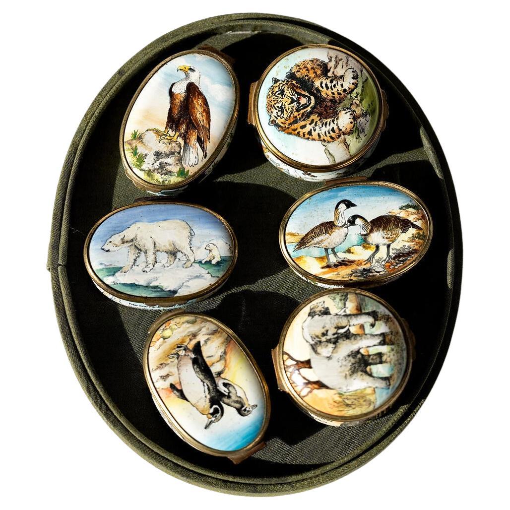 Vintage Cartier Enamel Boxes Limited Edition Bilston & Battersea World Wildlife For Sale