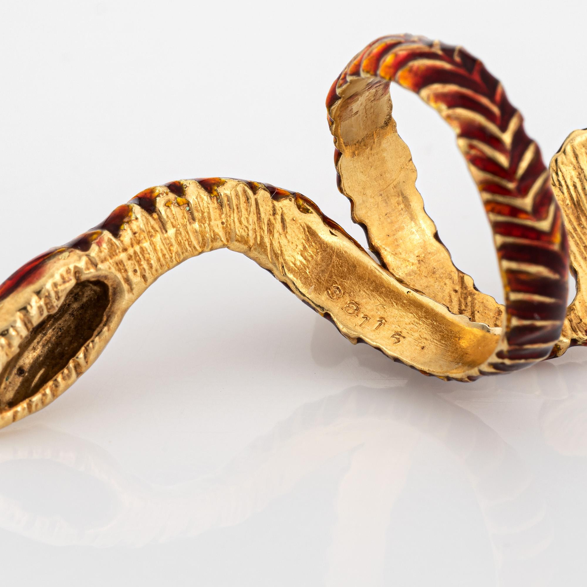 Modern Vintage Cartier Enamel Snake Ring Sz 6 18k Yellow Gold Fine Signed Jewelry  For Sale