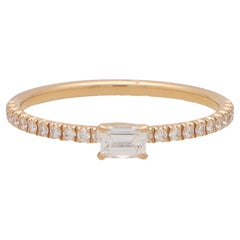 Retro Cartier Etincelle Emerald Cut Diamond Solitaire Ring in Rose Gold