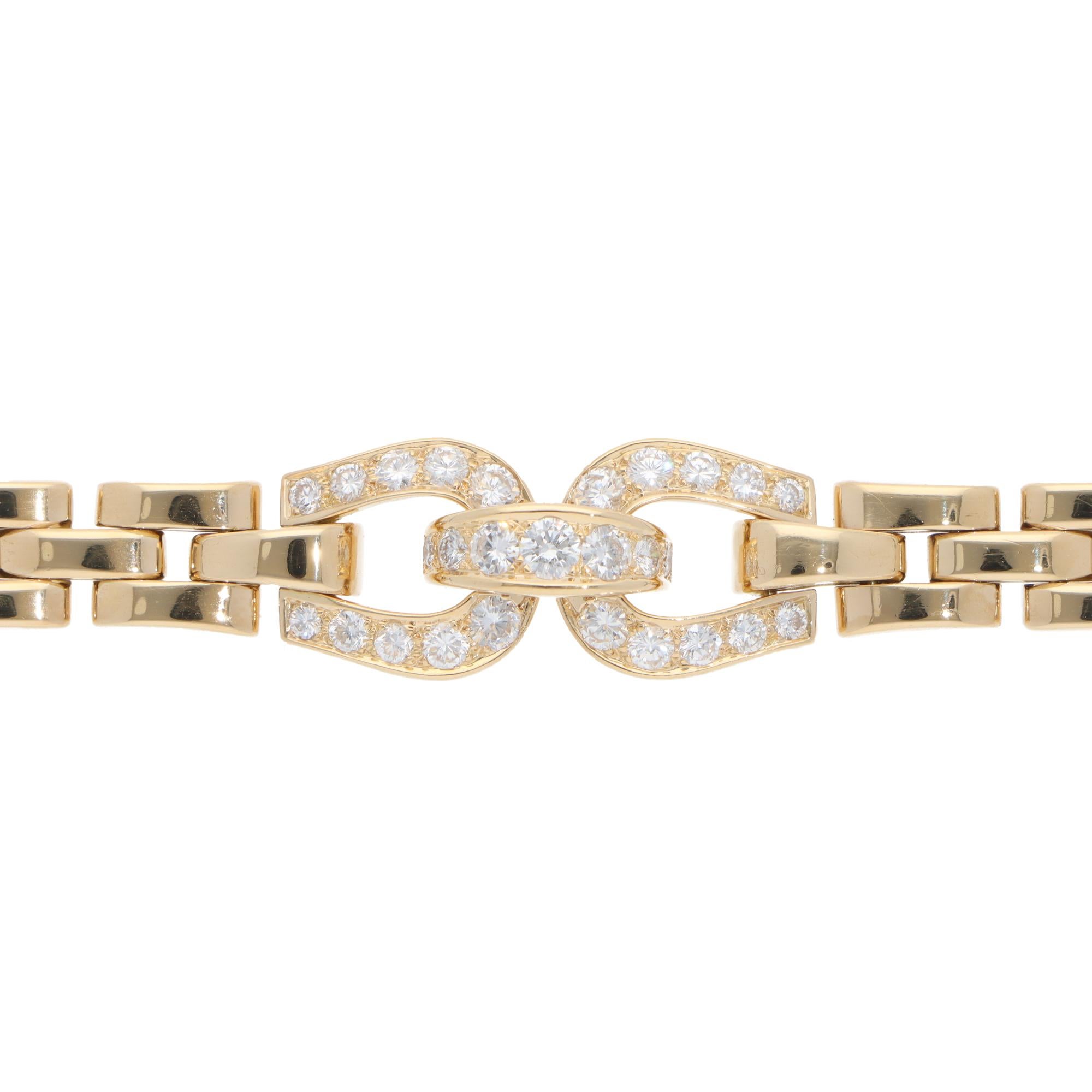 Brilliant Cut Vintage Cartier Etrier Diamond Bracelet in Yellow Gold