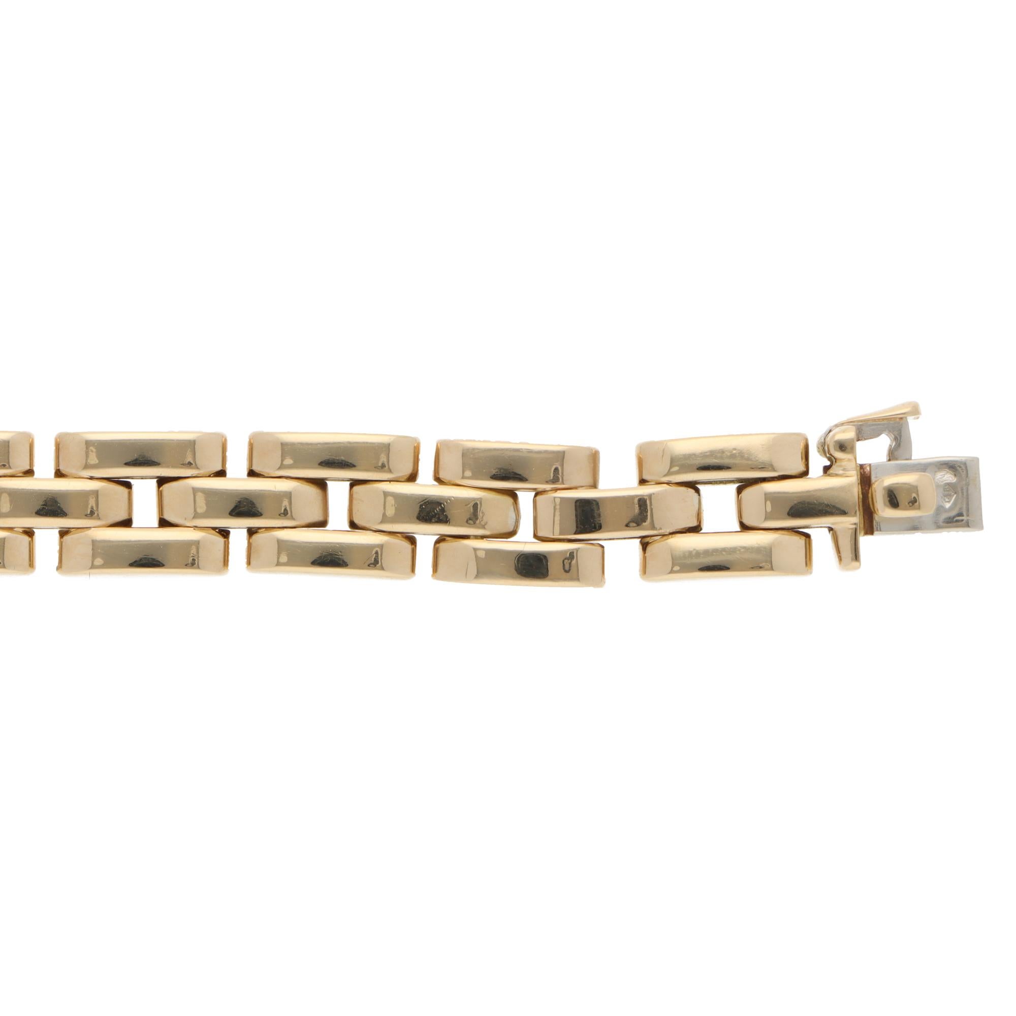 Women's or Men's Vintage Cartier Etrier Diamond Bracelet in Yellow Gold