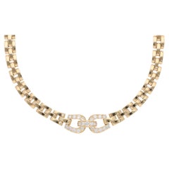 Vintage Cartier Etrier Diamond Necklace in Yellow Gold