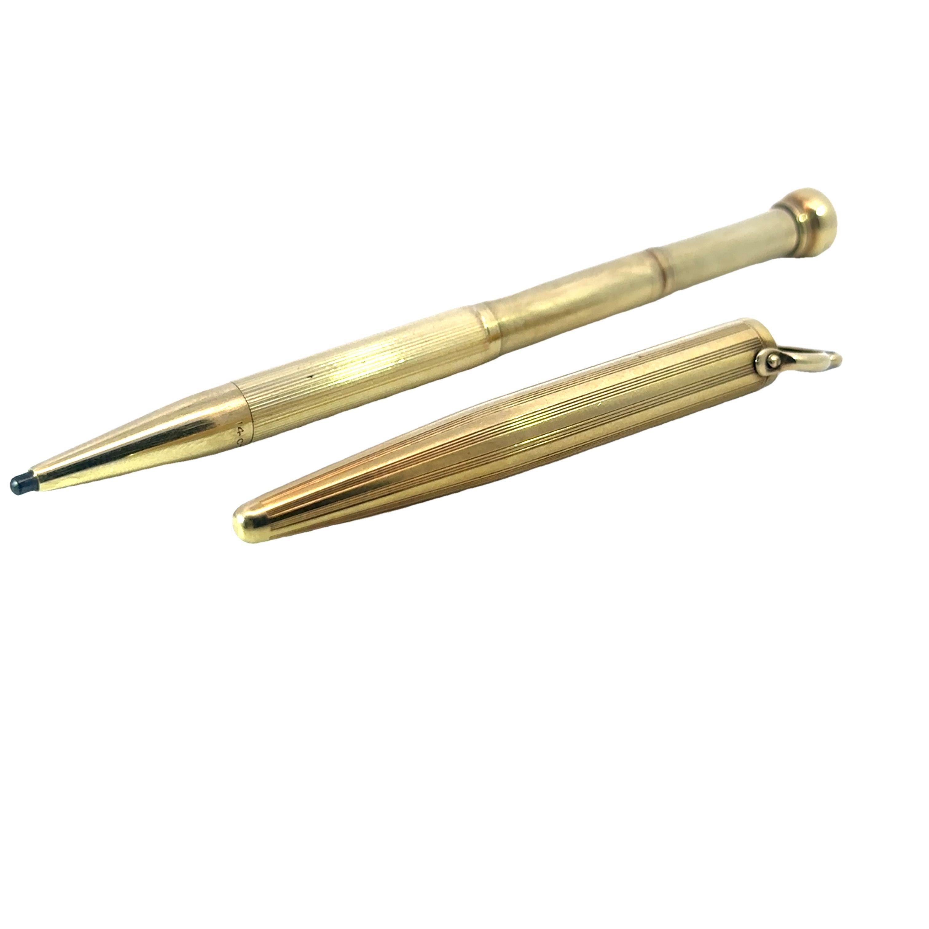 Modern Vintage Cartier Pencil Pendant in 14K Yellow Gold Extendable and Working