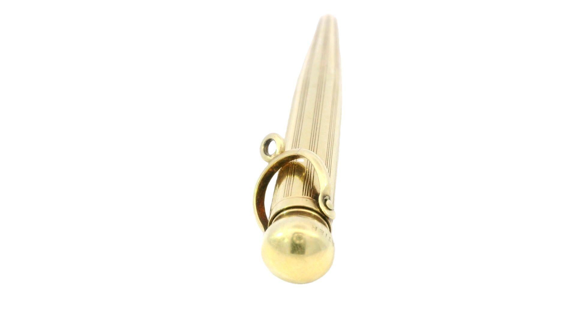 Women's or Men's Vintage Cartier Pencil Pendant in 14K Yellow Gold Extendable and Working