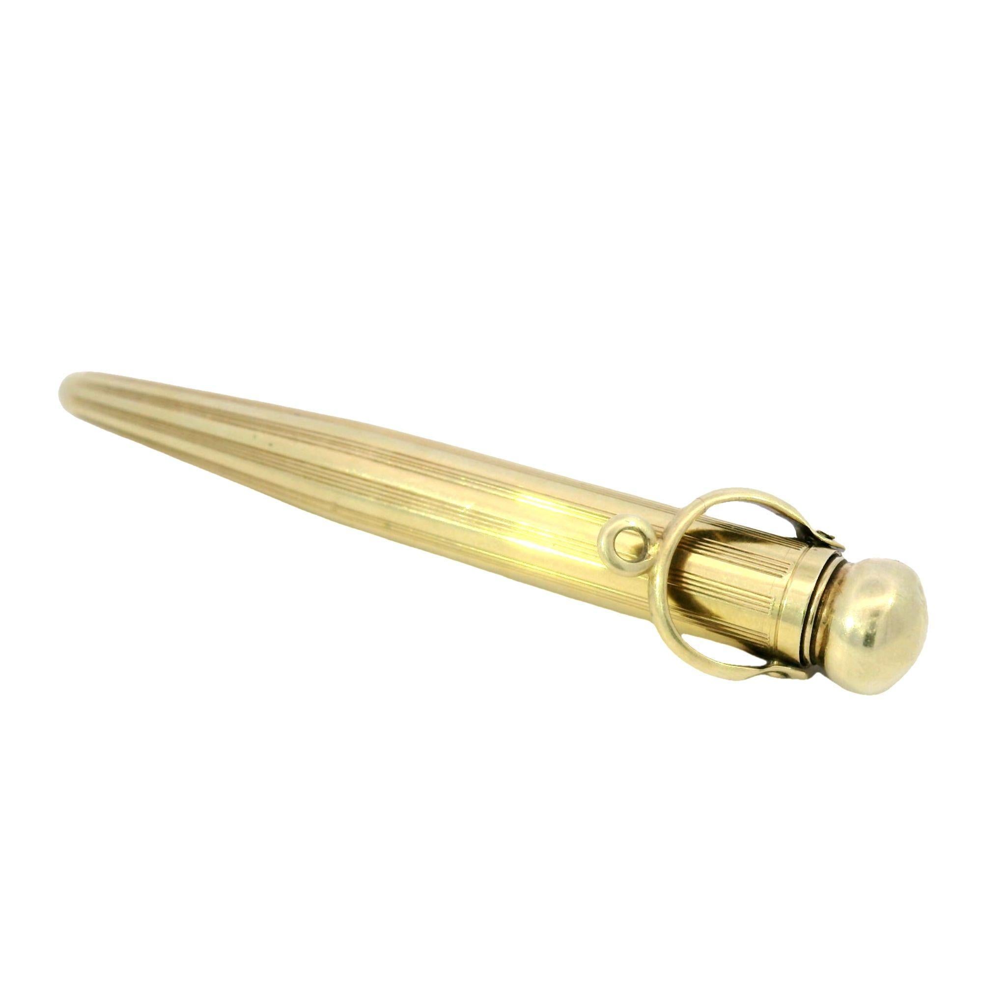 Vintage Cartier Pencil Pendant in 14K Yellow Gold Extendable and Working 1
