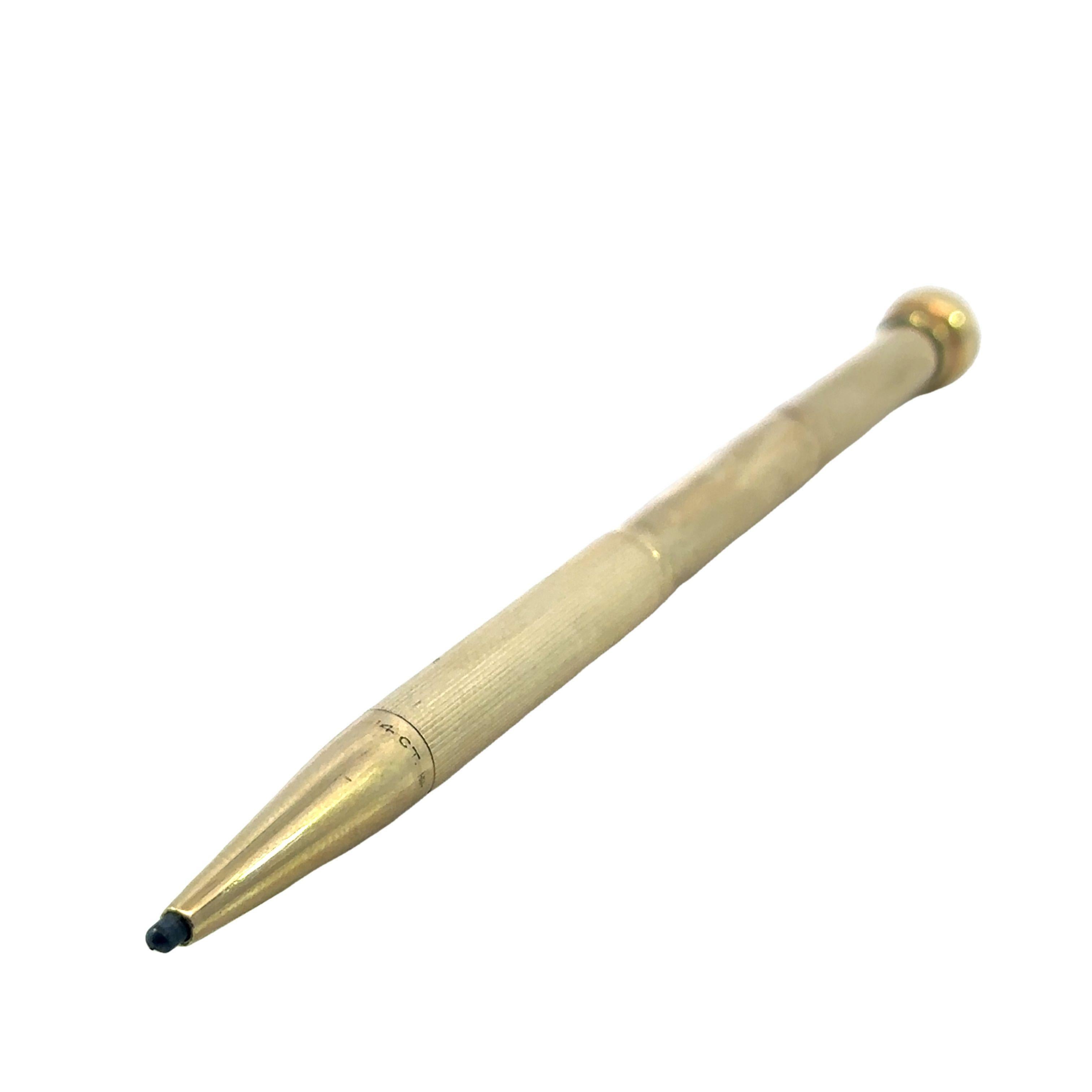 Vintage Cartier Pencil Pendant in 14K Yellow Gold Extendable and Working 4
