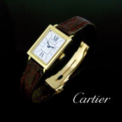 Orologio da polso vintage Cartier anni '40 da donna in oro giallo a carica manuale