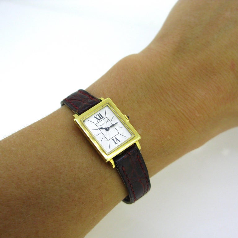 Vintage Cartier Forties Ladies Yellow Gold Manual Wind Wristwatch at ...