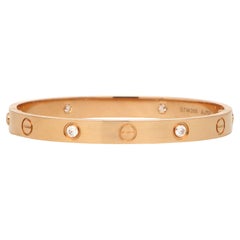 Vintage Cartier Four Diamond Love Bangle in Rose Gold