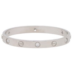Vintage Cartier Four Diamond Love Bangle in White Gold
