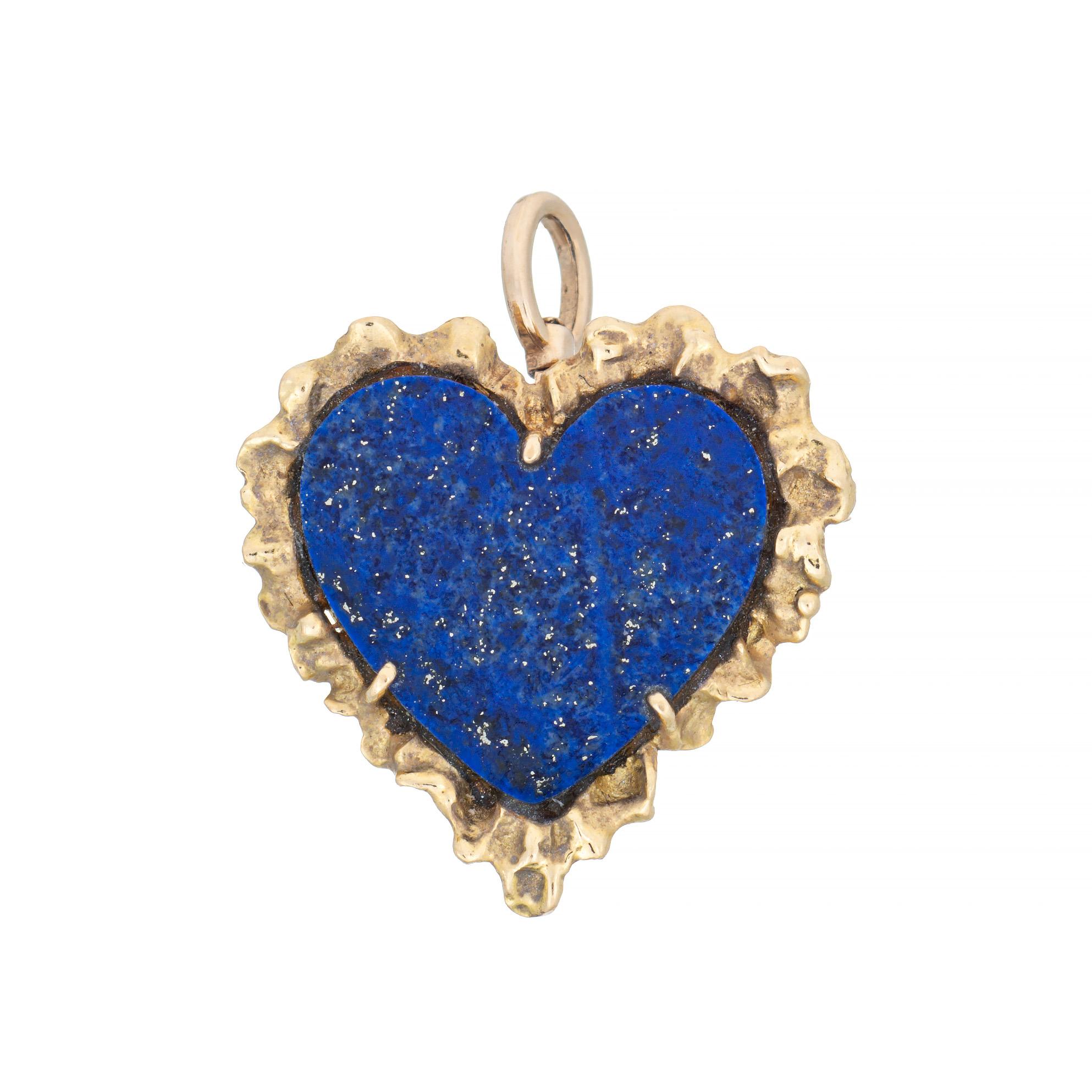 Moderne Vintage Cartier France Pendentif Coeur Lapis Lazuli Or Jaune 18k Broche Signée