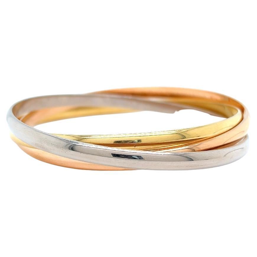 Vintage Cartier French 18 Karat Gold Trinity Bangle Bracelet